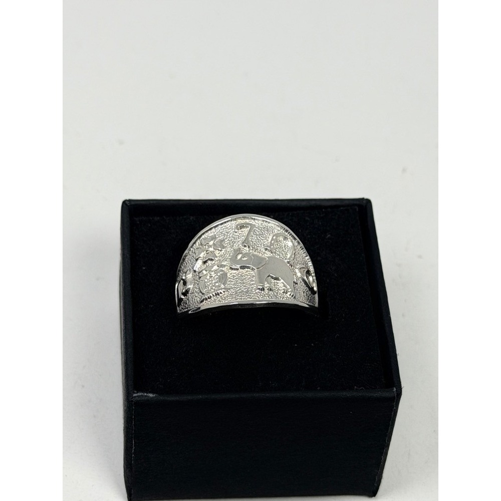 Mexico Sterling Silver Good Luck Ring Size 7.5 Elephant Owl Clover 925